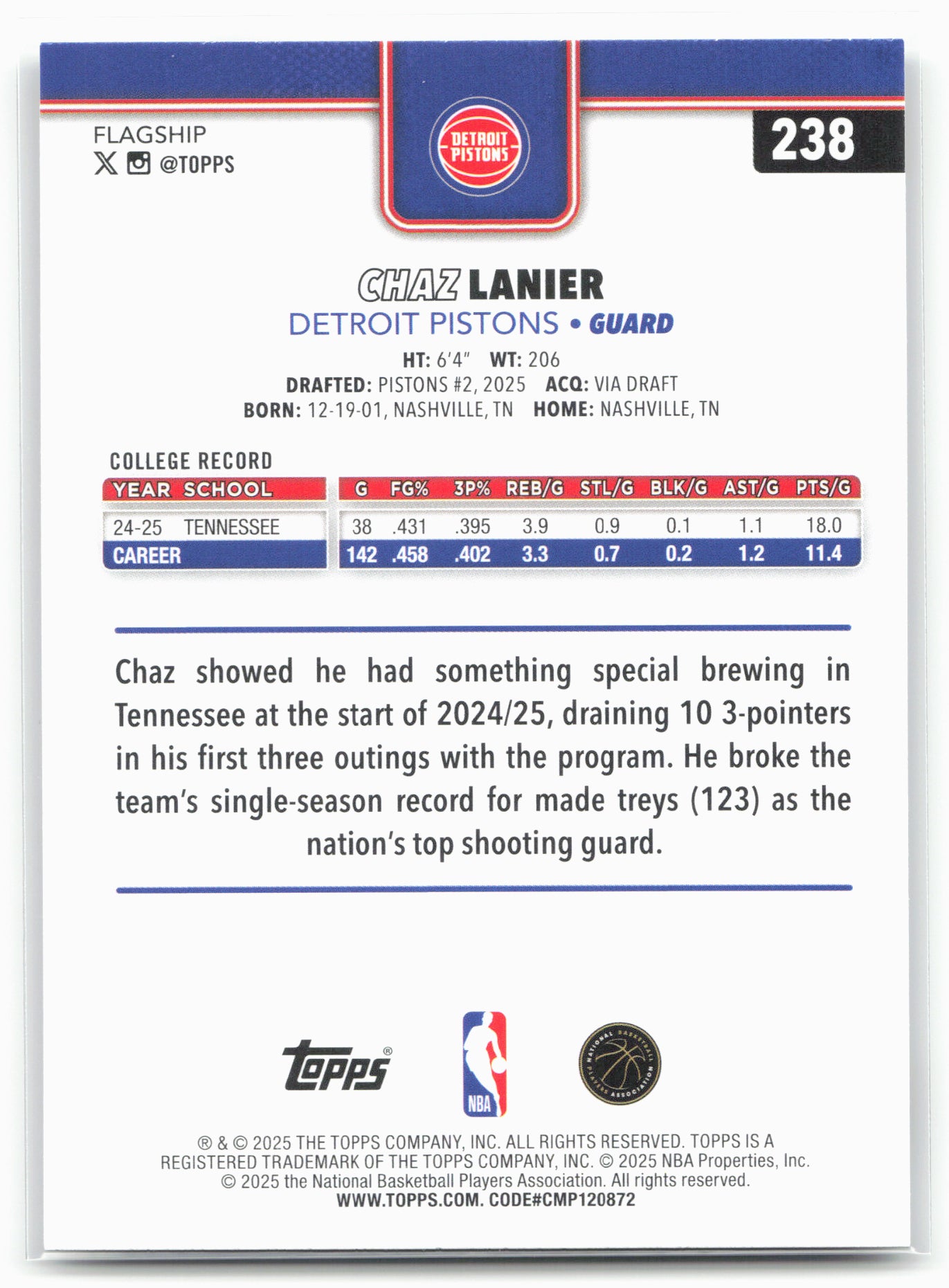 2025-26 Topps #238 Chaz Lanier