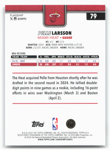 
2025-26 Topps #79 Pelle Larsson