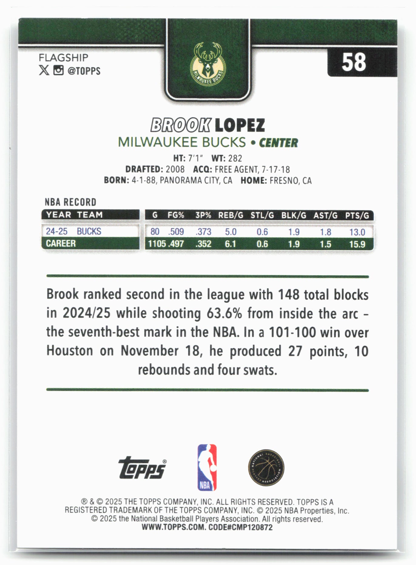 2025-26 Topps #58 Brook Lopez