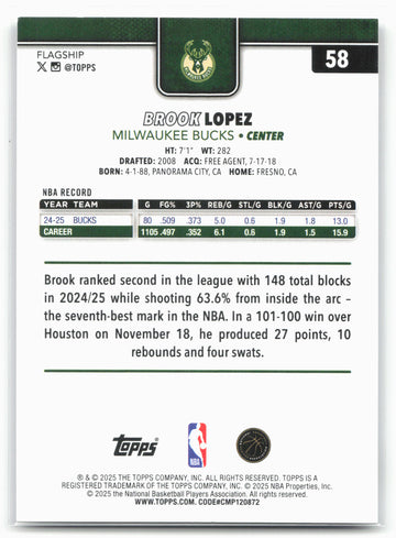 
2025-26 Topps #58 Brook Lopez