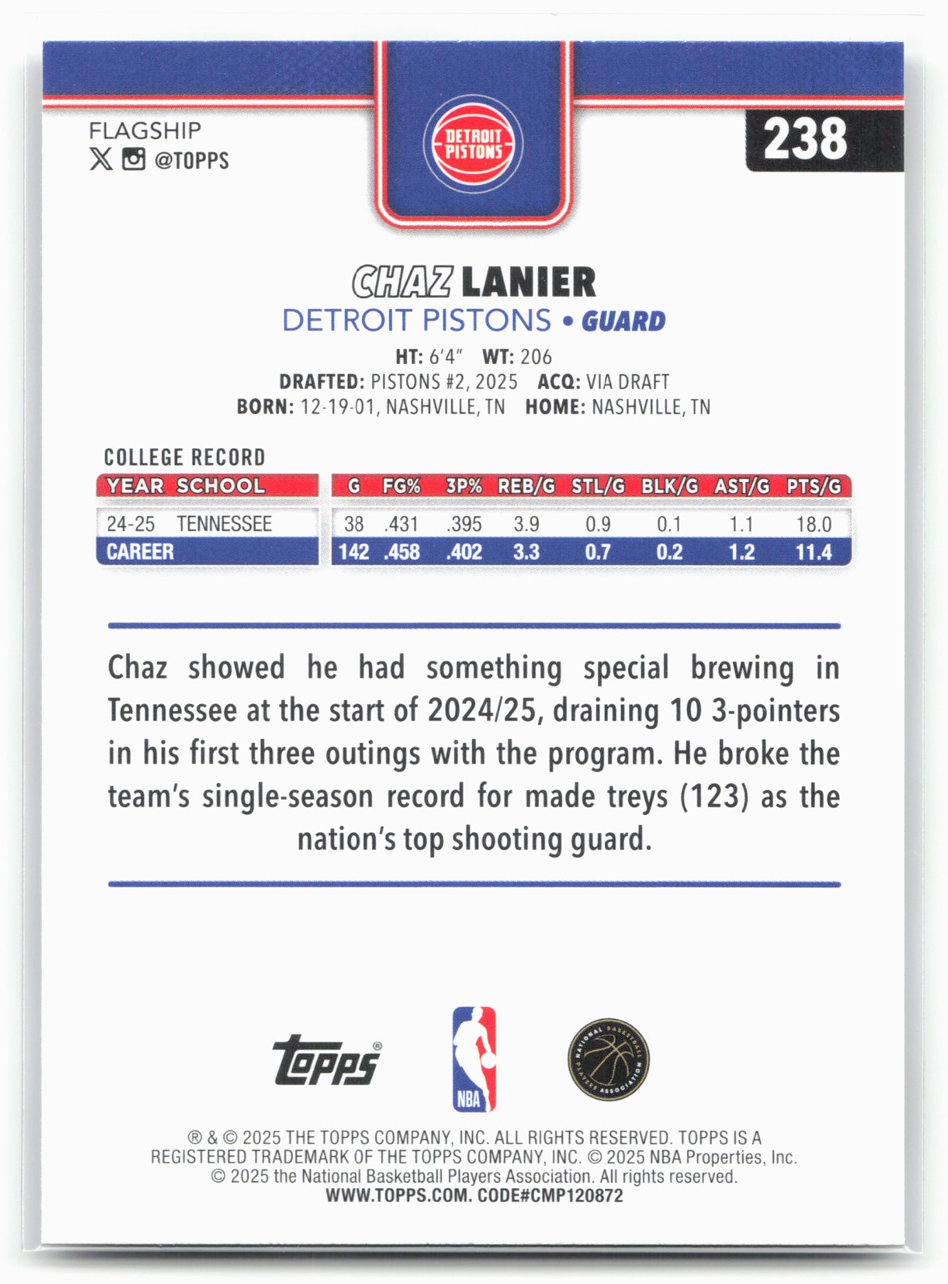 2025-26 Topps #238 Chaz Lanier Season Tip Off