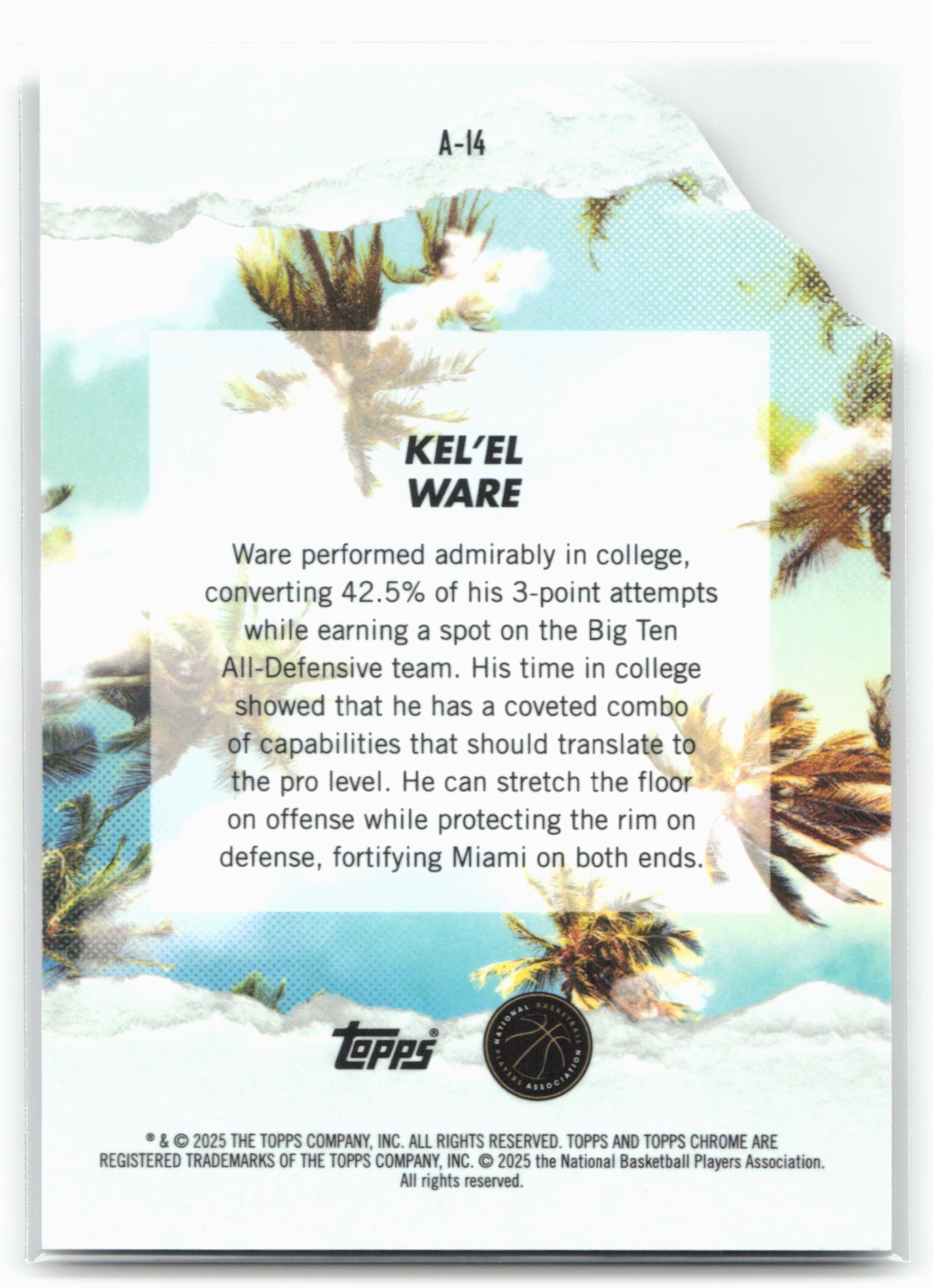 2024-25 Finest #A-14 Kel'el Ware Arrivals 23156