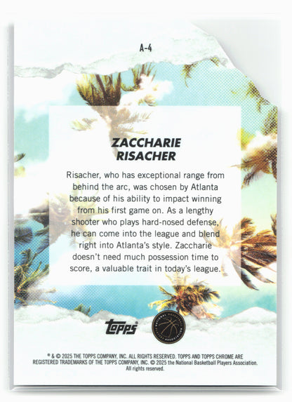 2024-25 Finest #A-4 Zaccharie Risacher Arrivals 23159