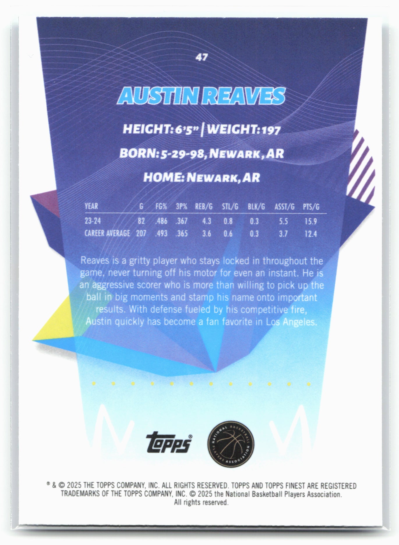 2024-25 Finest #47 Austin Reaves Sky Blue Refractor 23160