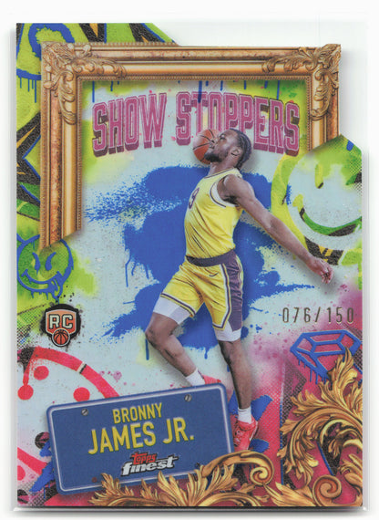 2024-25 Finest #S-29 Bronny James Jr. Showstoppers Blue Refractor #/150