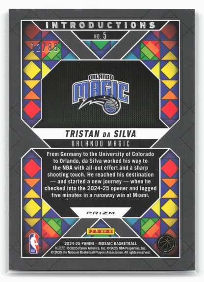 2024-25 Panini Mosaic #5 Tristan da Silva Introductions Fast Break Blue #/85