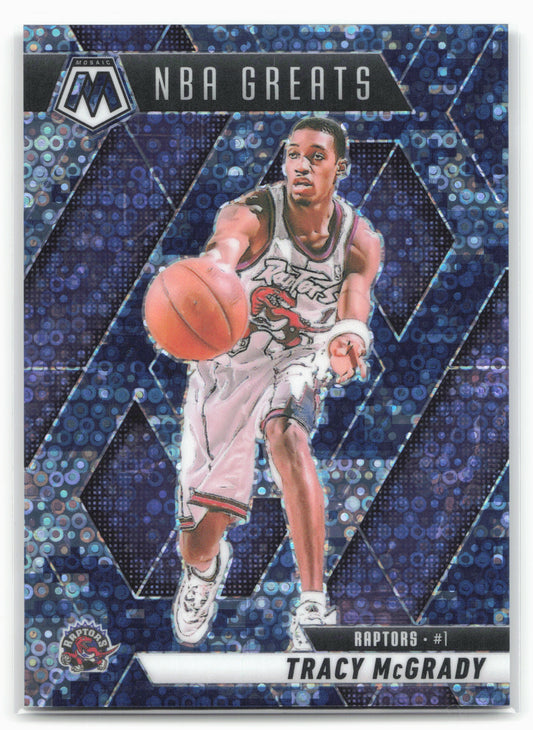 2024-25 Panini Mosaic #298 Tracy McGrady Fast Break Blue Camo Mosaic #/35