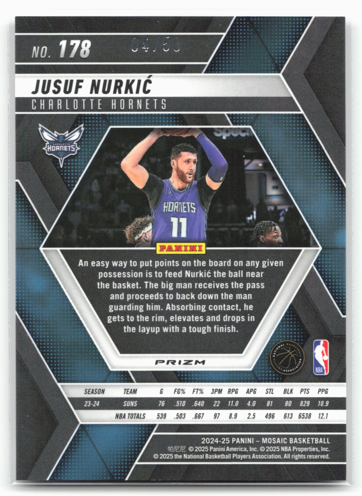 2024-25 Panini Mosaic #178 Jusuf Nurkic Fast Break Purple Mosaic #/50