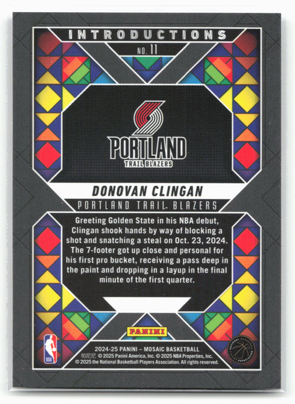 2024-25 Panini Mosaic #11 Donovan Clingan Introductions