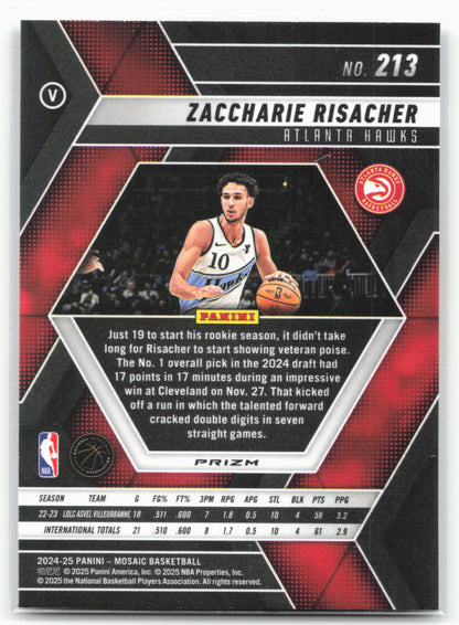 2024-25 Panini Mosaic #213 Zaccharie Risacher Fast Break Silver Mosaic 23186