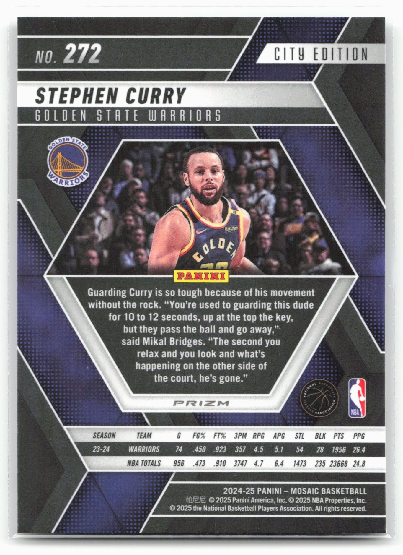 2024-25 Panini Mosaic #272 Stephen Curry Fast Break Silver Mosaic 23189