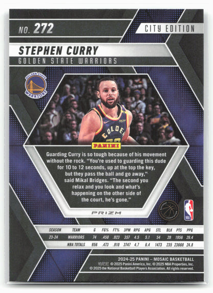 2024-25 Panini Mosaic #272 Stephen Curry Fast Break Silver Mosaic 23189