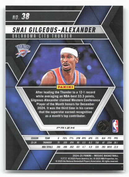 2024-25 Panini Mosaic #38 Shai Gilgeous-Alexander Fast Break Silver Mosaic 23191