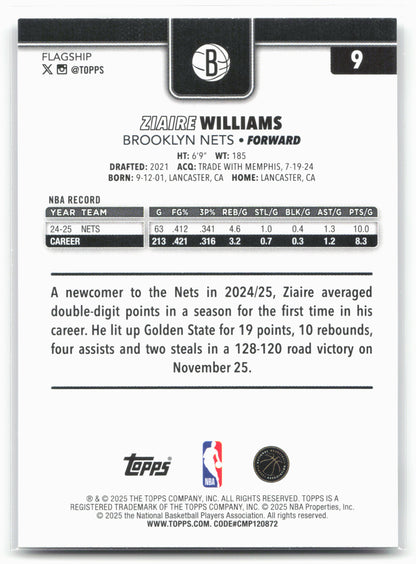2025-26 Topps #9 Ziaire Williams