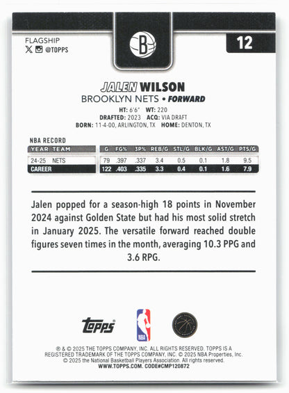 2025-26 Topps #12 Jalen Wilson