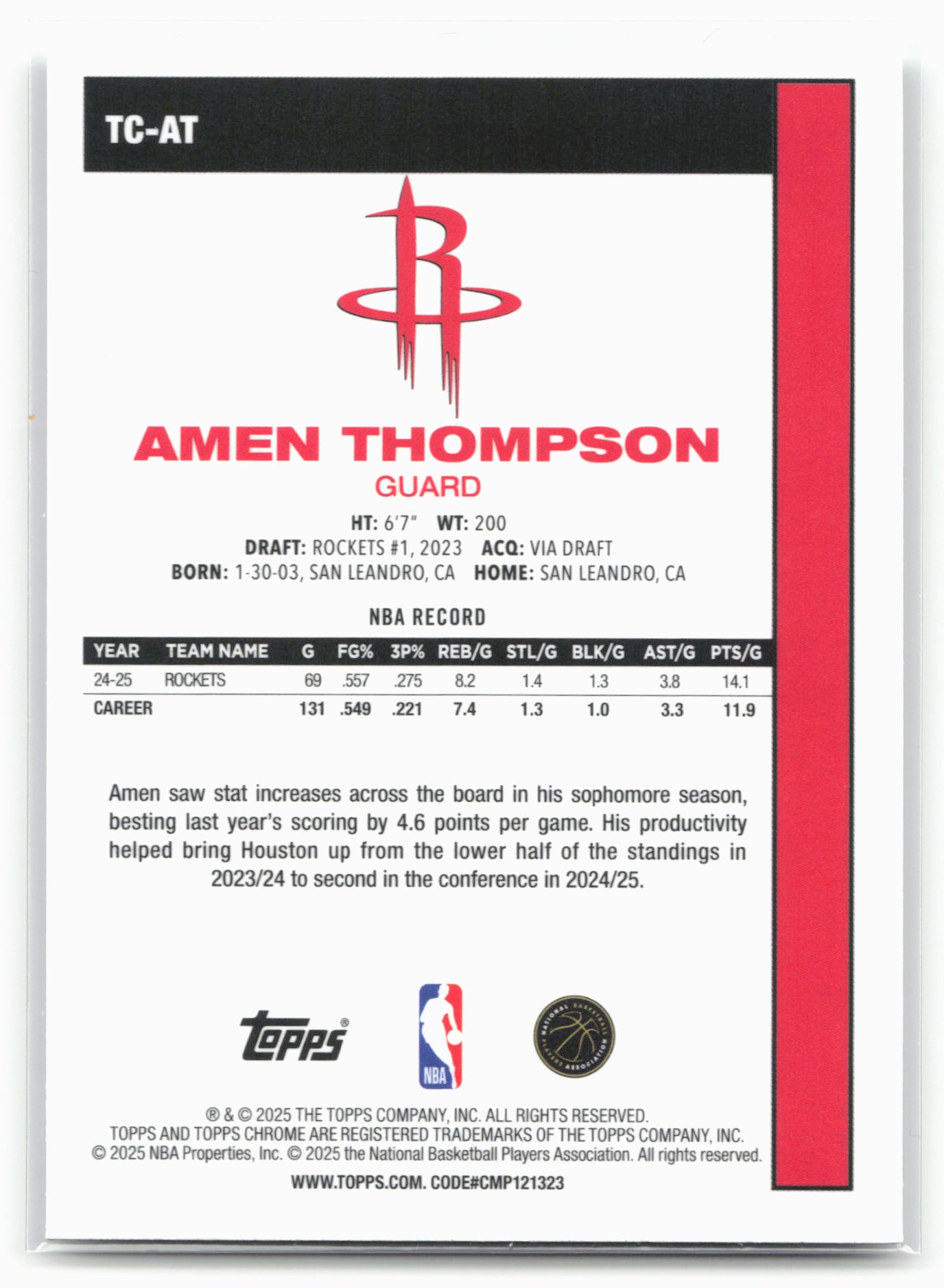 2025-26 Topps #TC-AT Amen Thompson 1980-81 Topps Chrome Basketball