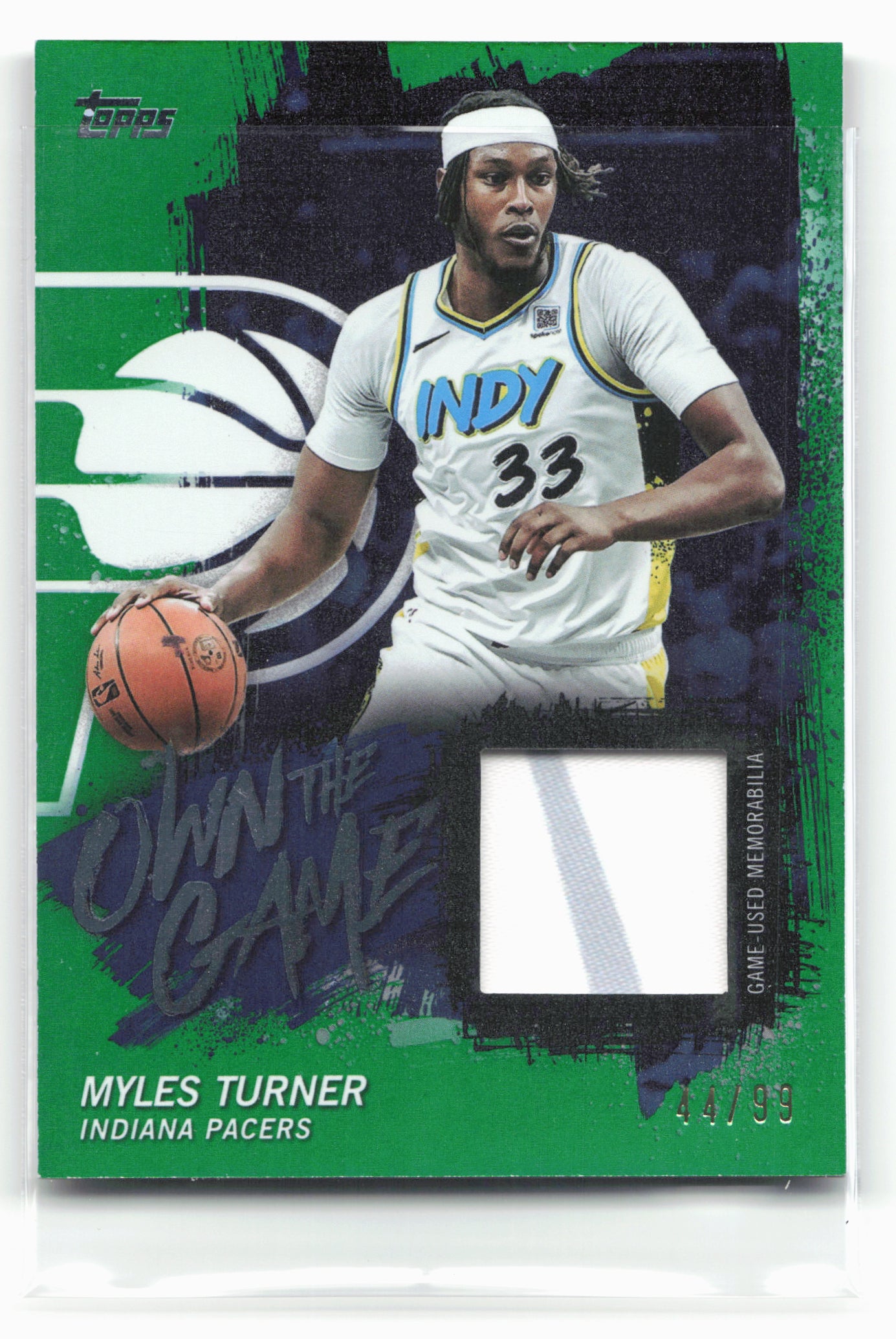 2025-26 Topps #OTGA-MT Myles Turner Own the Game Green Rainbow #/99