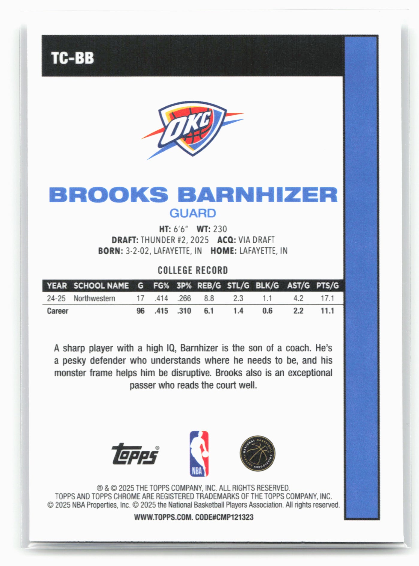 2025-26 Topps #TC-BB Brooks Barnhizer 1980-81 Topps Chrome Basketball