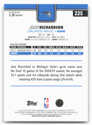 2025-26 Topps #225 Jase Richardson
