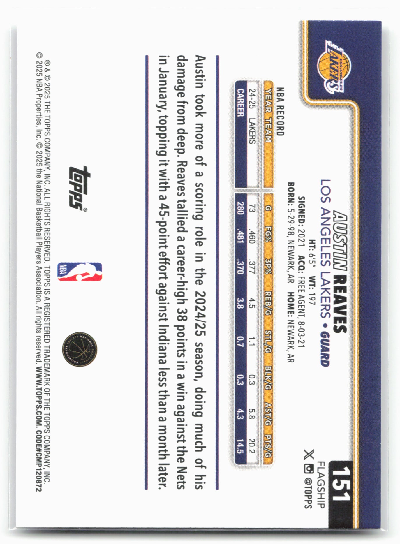 2025-26 Topps #151 Austin Reaves