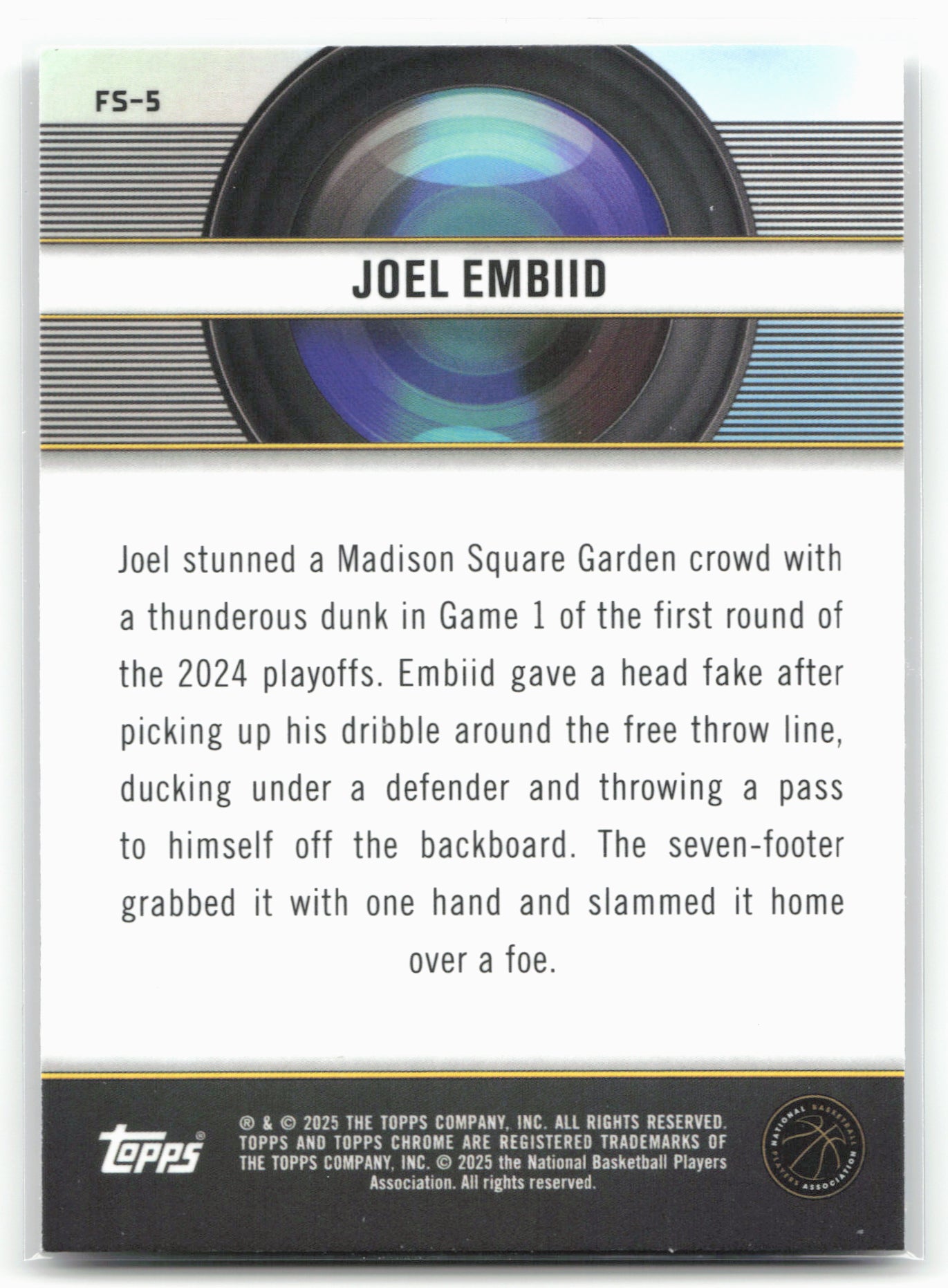 2024-25 Topps Chrome #FS-5 Joel Embiid Film Study 23213