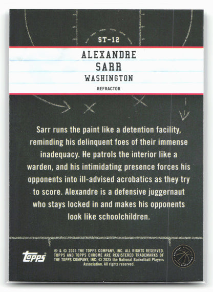 2024-25 Topps Chrome #ST-12 Alexandre Sarr Show and Tell Refractor 23218