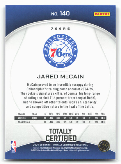 2024-25 Panini Totally Certified #140 Jared McCain Mirror Maroon 23229