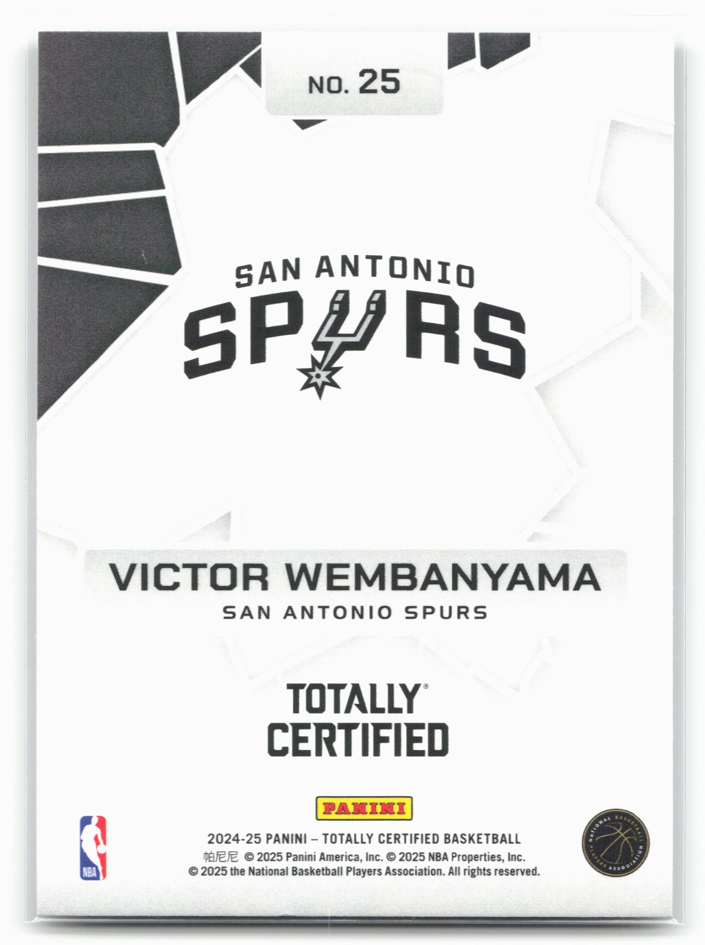 2024-25 Panini Totally Certified #25 Victor Wembanyama Rock the Rim 23231