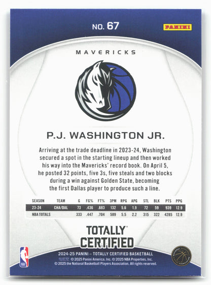 2024-25 Panini Totally Certified #67 P.J. Washington Jr. Mirror Maroon 23232