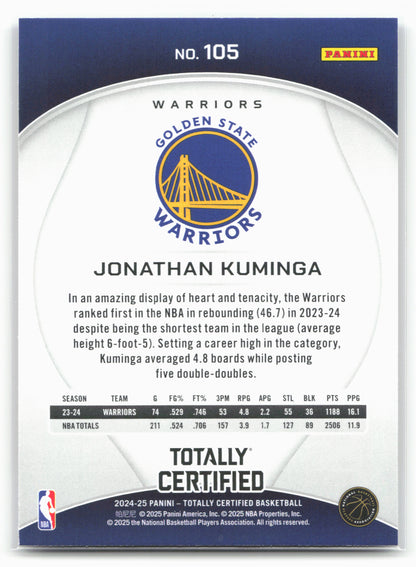 2024-25 Panini Totally Certified #105 Jonathan Kuminga Mirror Maroon 23233