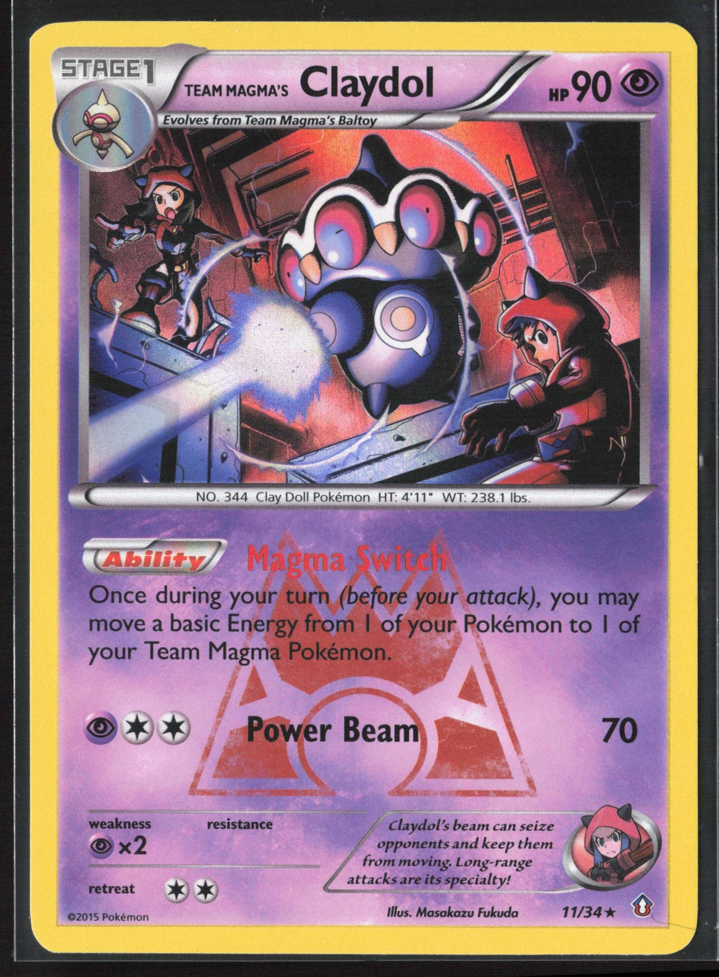 Double Crisis #11/34 Team Magma's Claydol Reverse Holo 23257