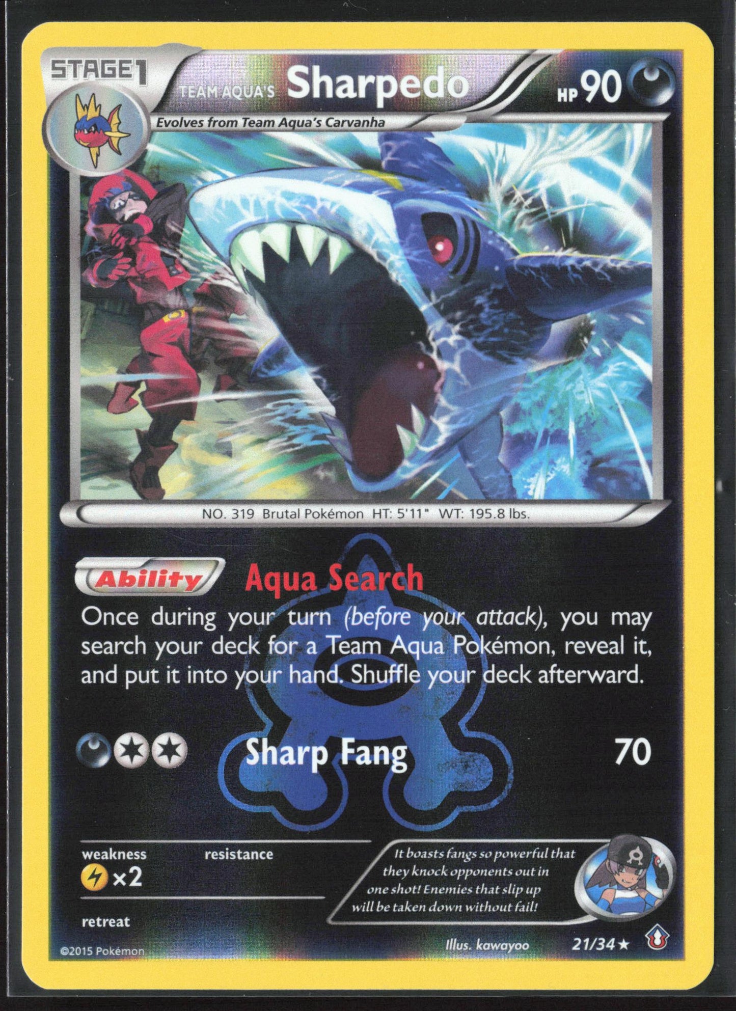 Double Crisis #21/34 Team Aqua's Sharpedo Reverse Holo 23261