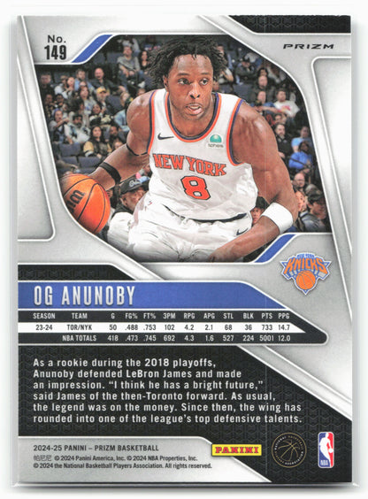 2024-25 Panini Prizm #149 OG Anunoby Prizms Silver
