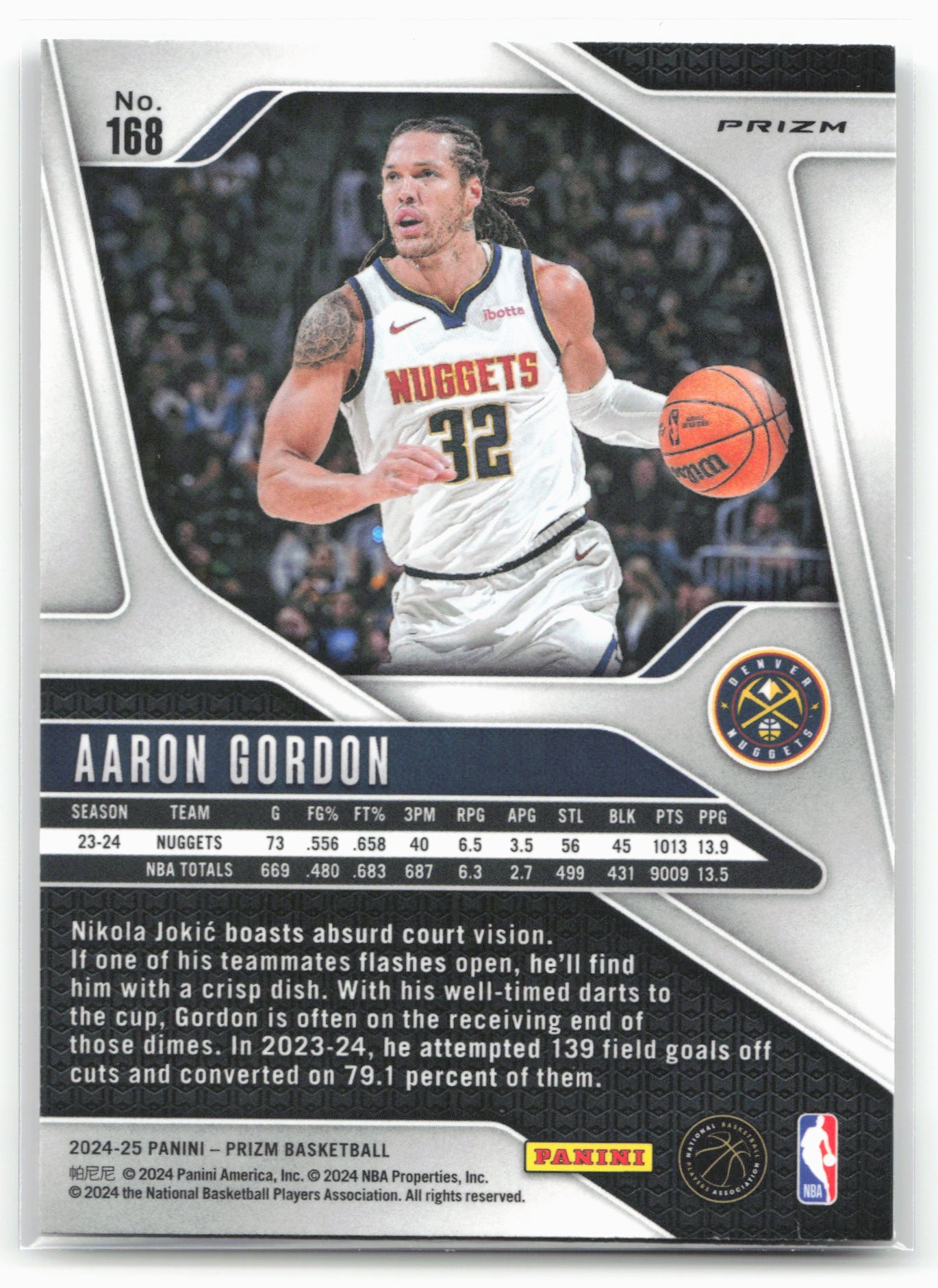 2024-25 Panini Prizm #168 Aaron Gordon Prizms Ice