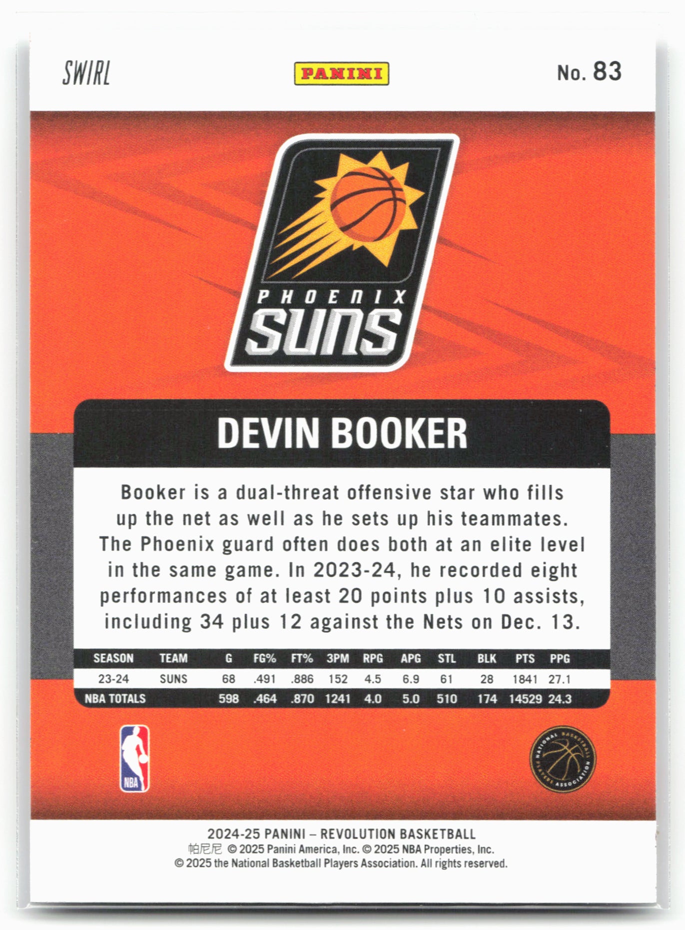 2024-25 Panini Revolution #83 Devin Booker Red Swirl