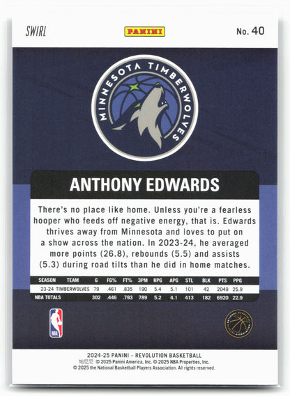 2024-25 Panini Revolution #40 Anthony Edwards Red Swirl