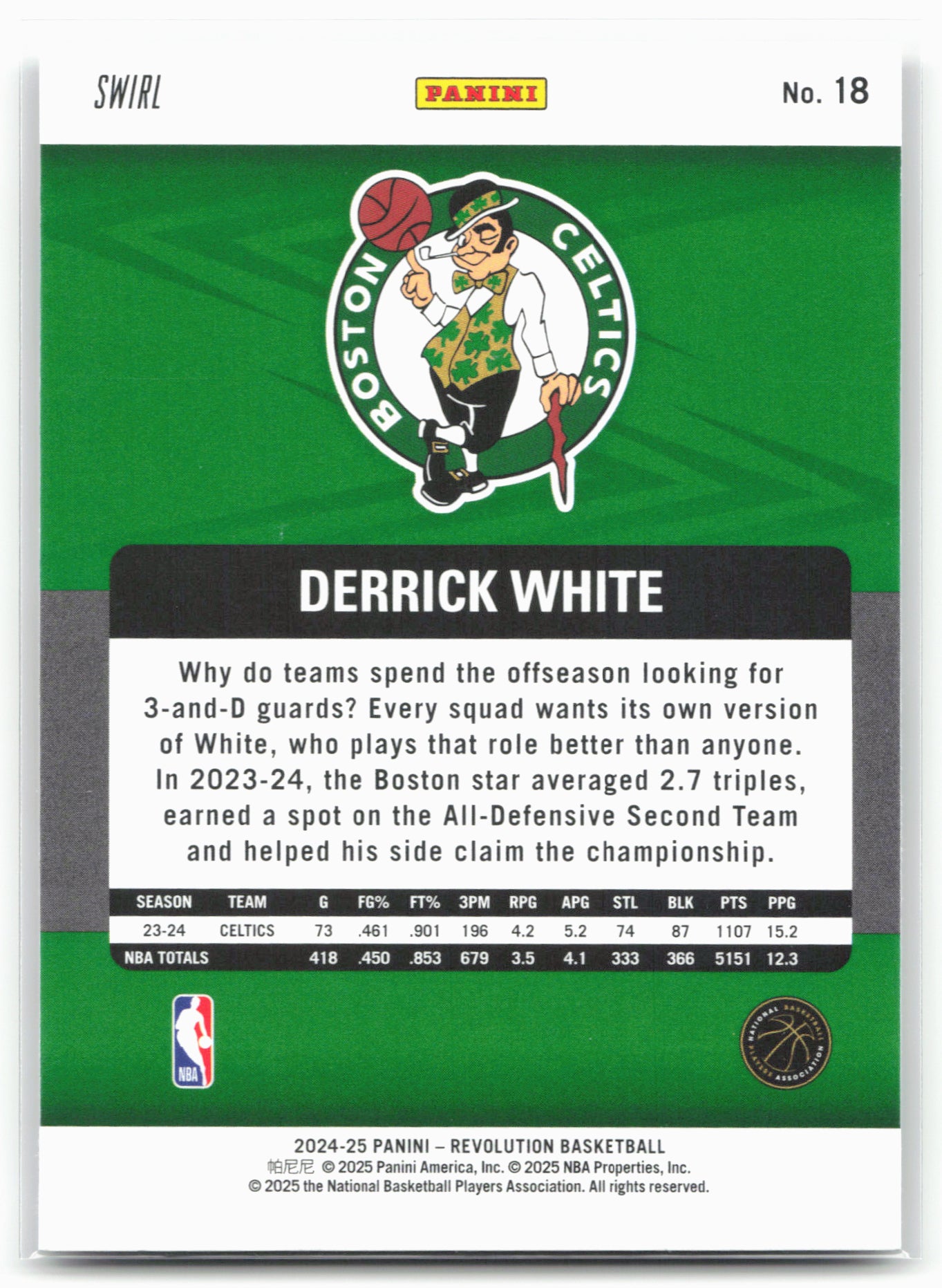 2024-25 Panini Revolution #18 Derrick White Red Swirl