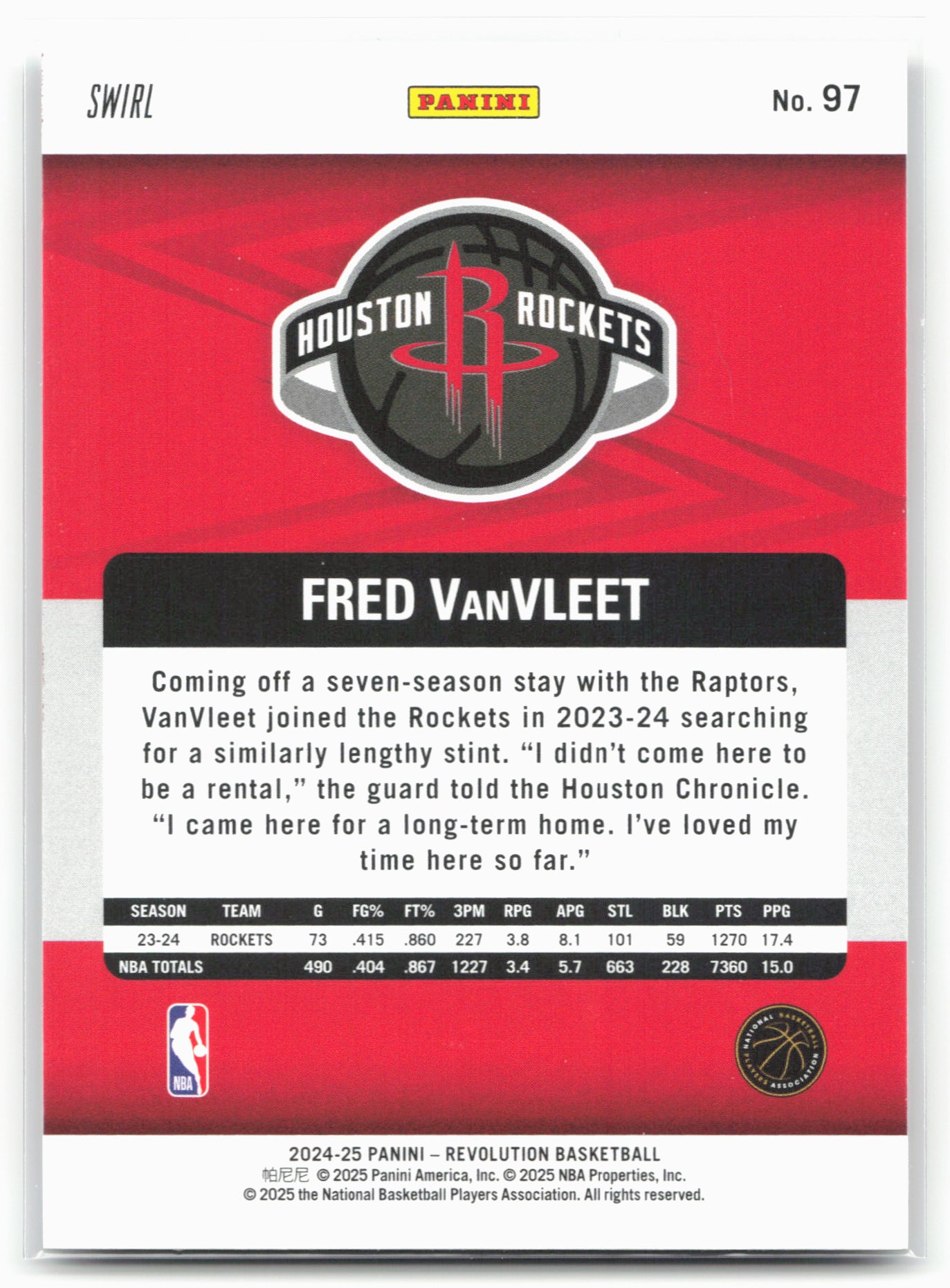 2024-25 Panini Revolution #97 Fred VanVleet Red Swirl