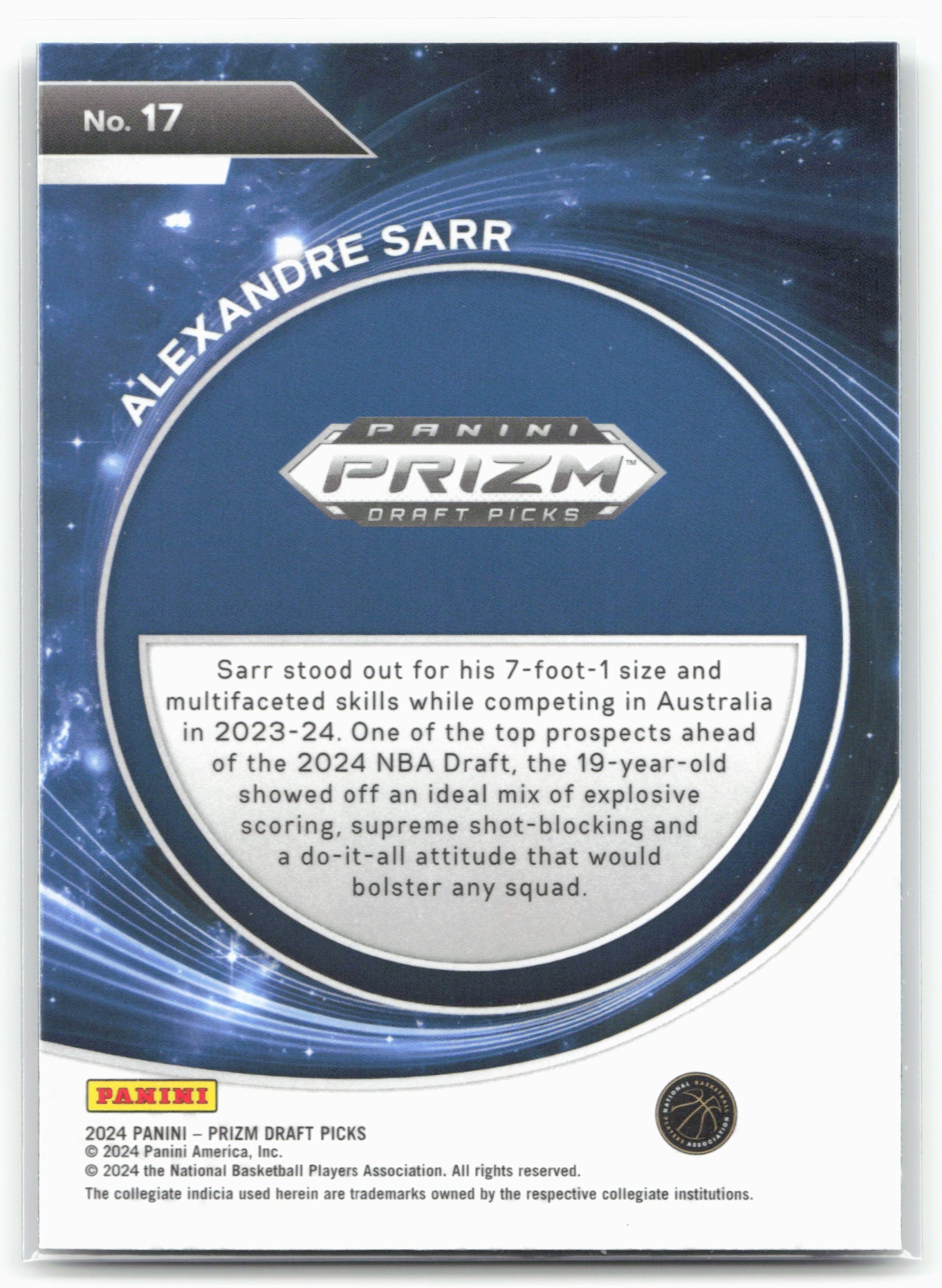 2024 Panini Prizm Draft Picks #17 Alexandre Sarr Student Orientation