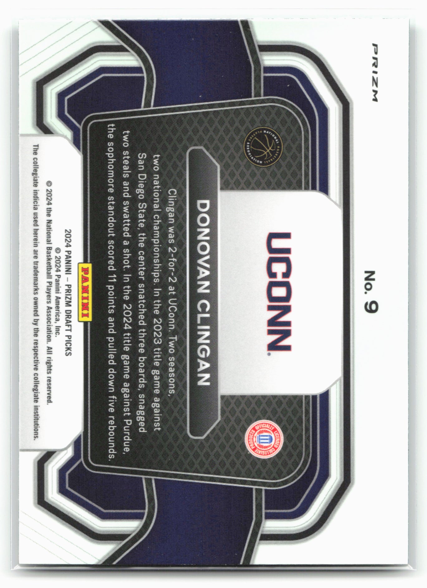 2024 Panini Prizm Draft Picks #9 Donovan Clingan Campus Legends Prizms Green