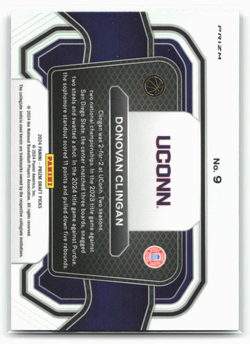 2024 Panini Prizm Draft Picks #9 Donovan Clingan Campus Legends Prizms Green