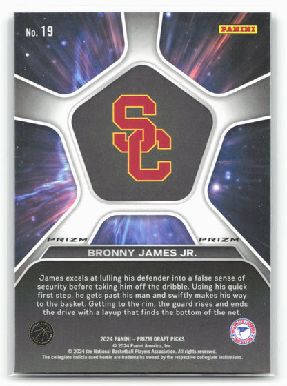 2024 Panini Prizm Draft Picks #19 Bronny James Jr. Space Prizms Silver 23315
