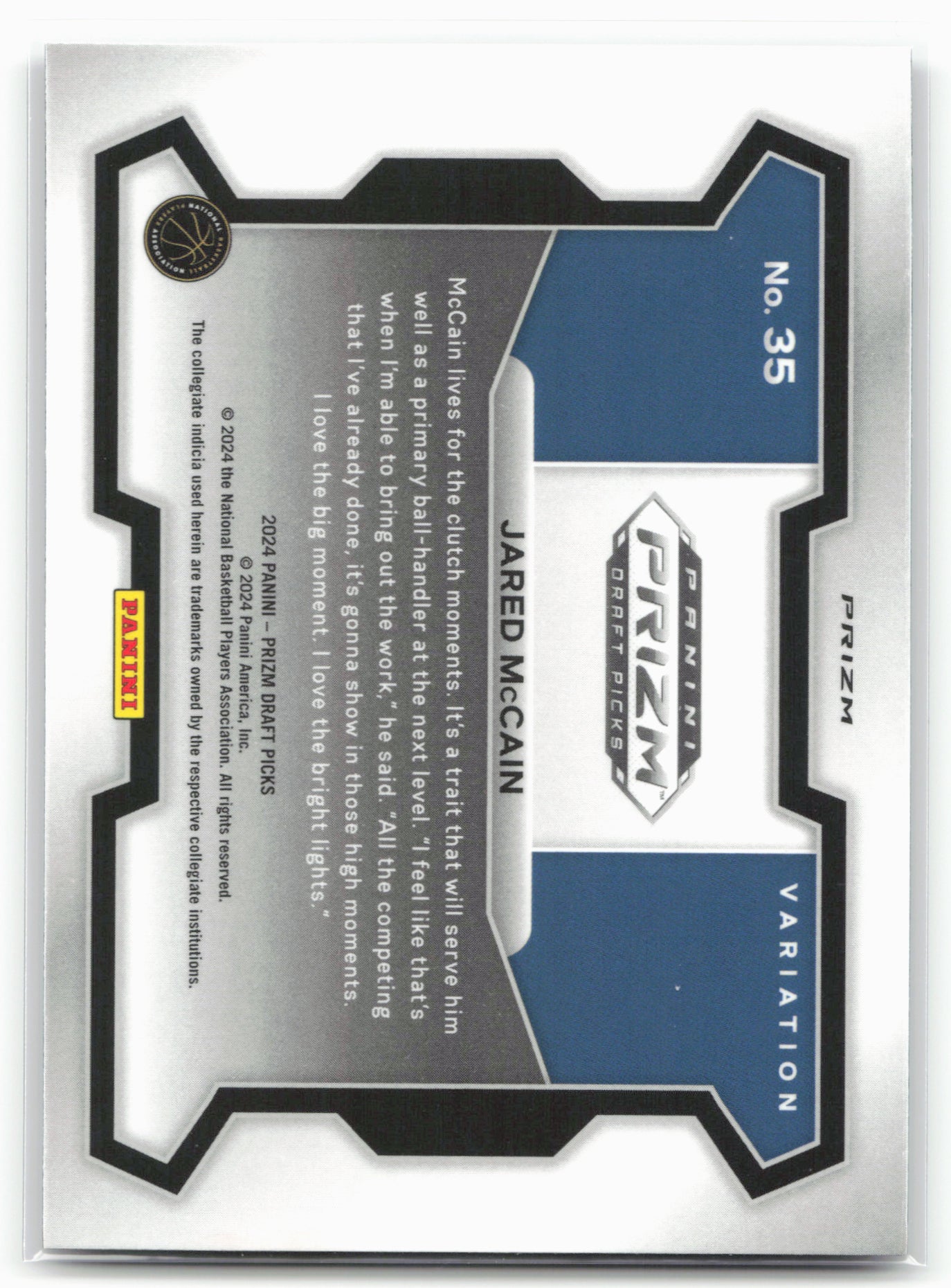 2024 Panini Prizm Draft Picks #35b Jared McCain Prizms Purple Wave