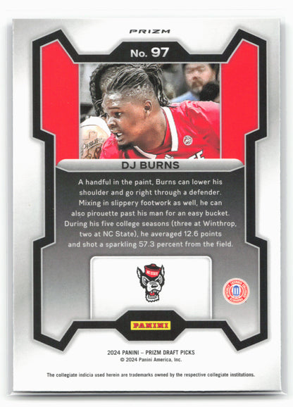 2024 Panini Prizm Draft Picks #97 DJ Burns Prizms Purple Wave