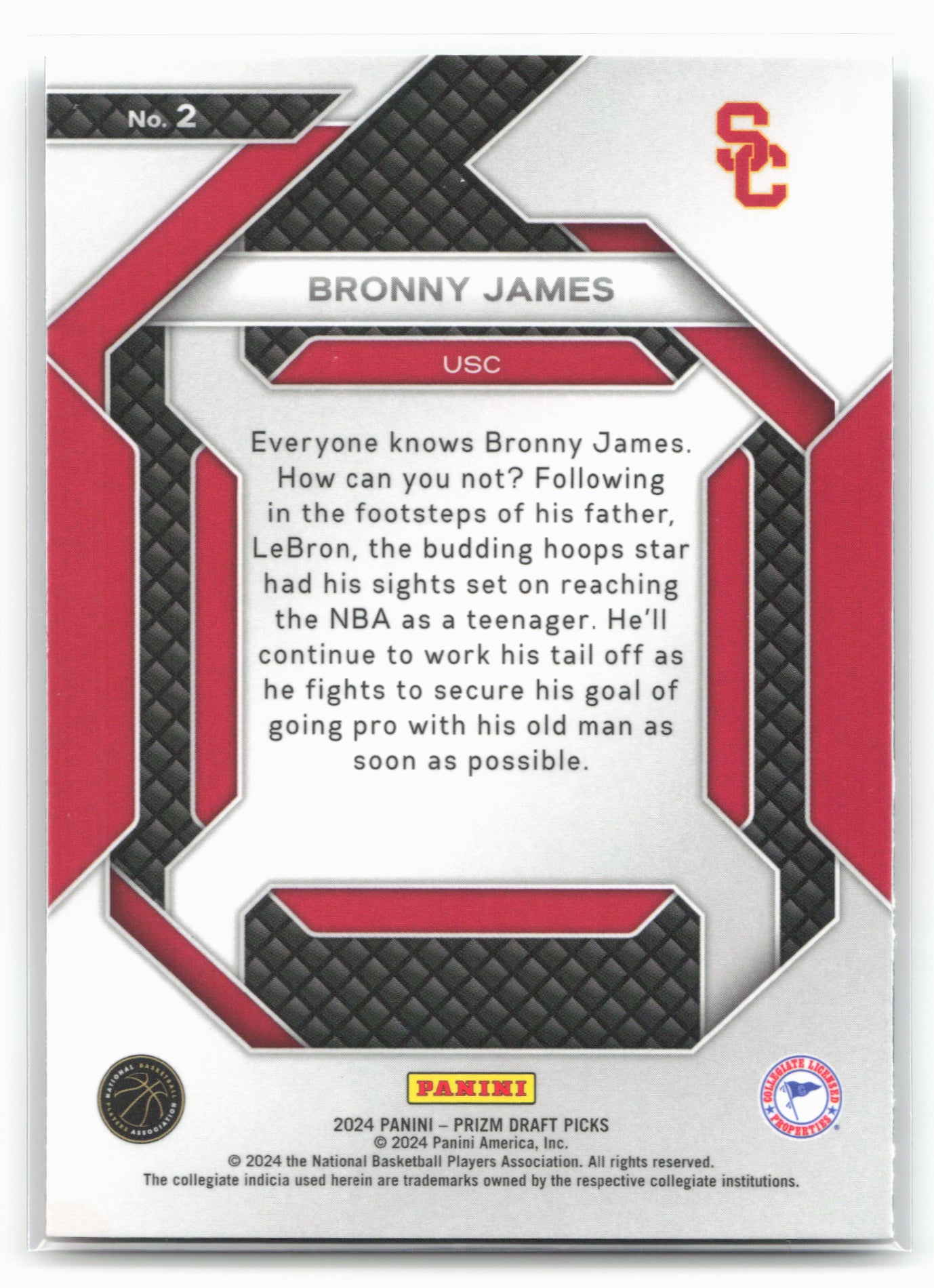 2024 Panini Prizm Draft Picks #2 Bronny James Jr. New Recruits