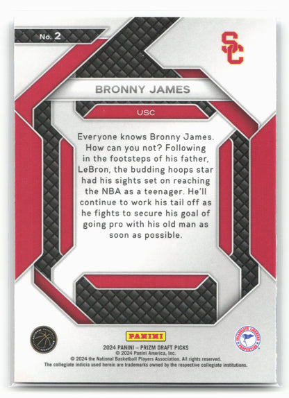 2024 Panini Prizm Draft Picks #2 Bronny James Jr. New Recruits