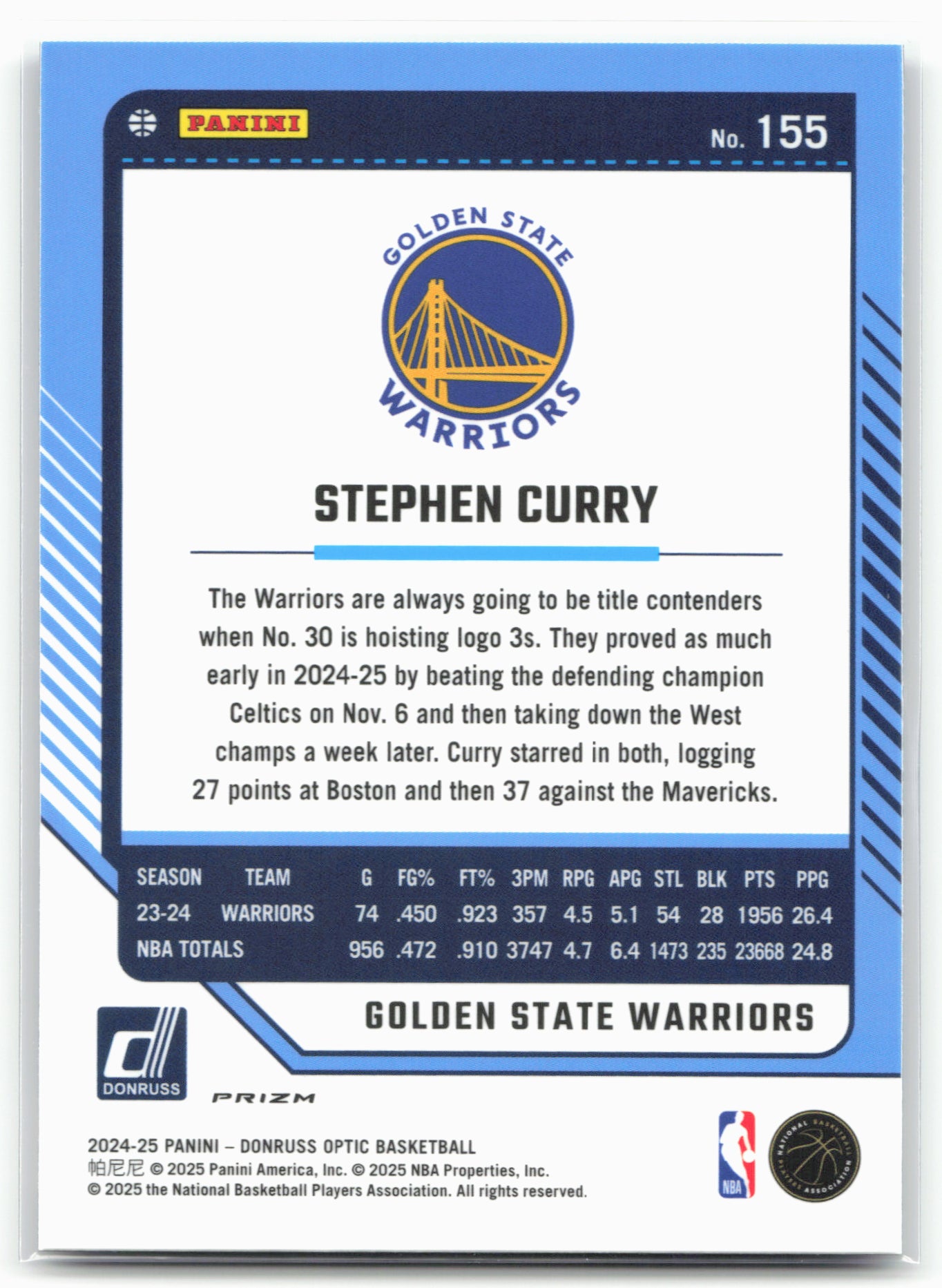 2024-25 Donruss Optic #155 Stephen Curry Purple Shock