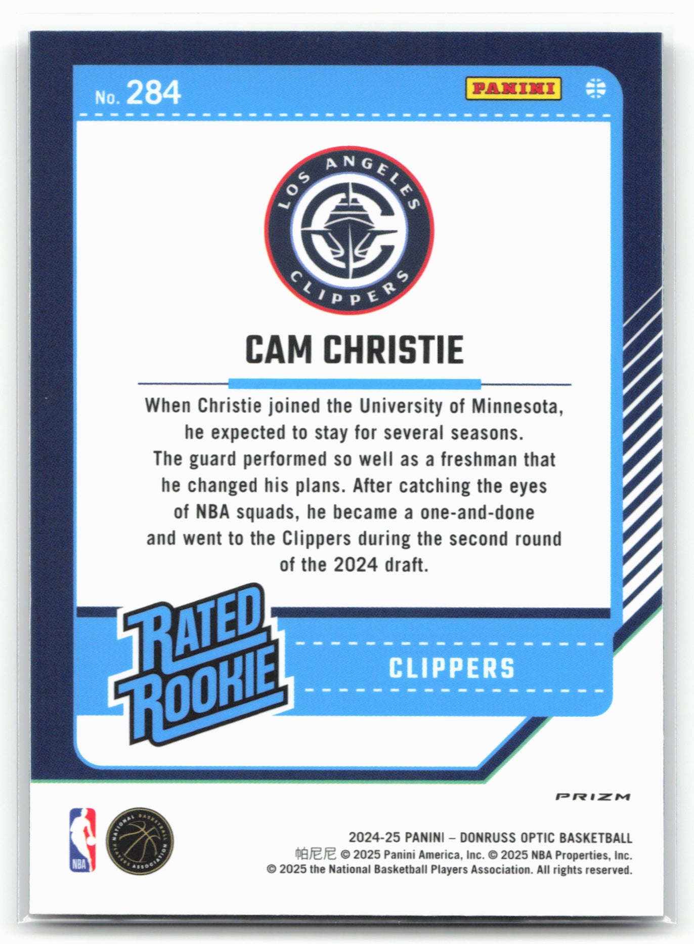 2024-25 Donruss Optic #284 Cam Christie Purple Shock