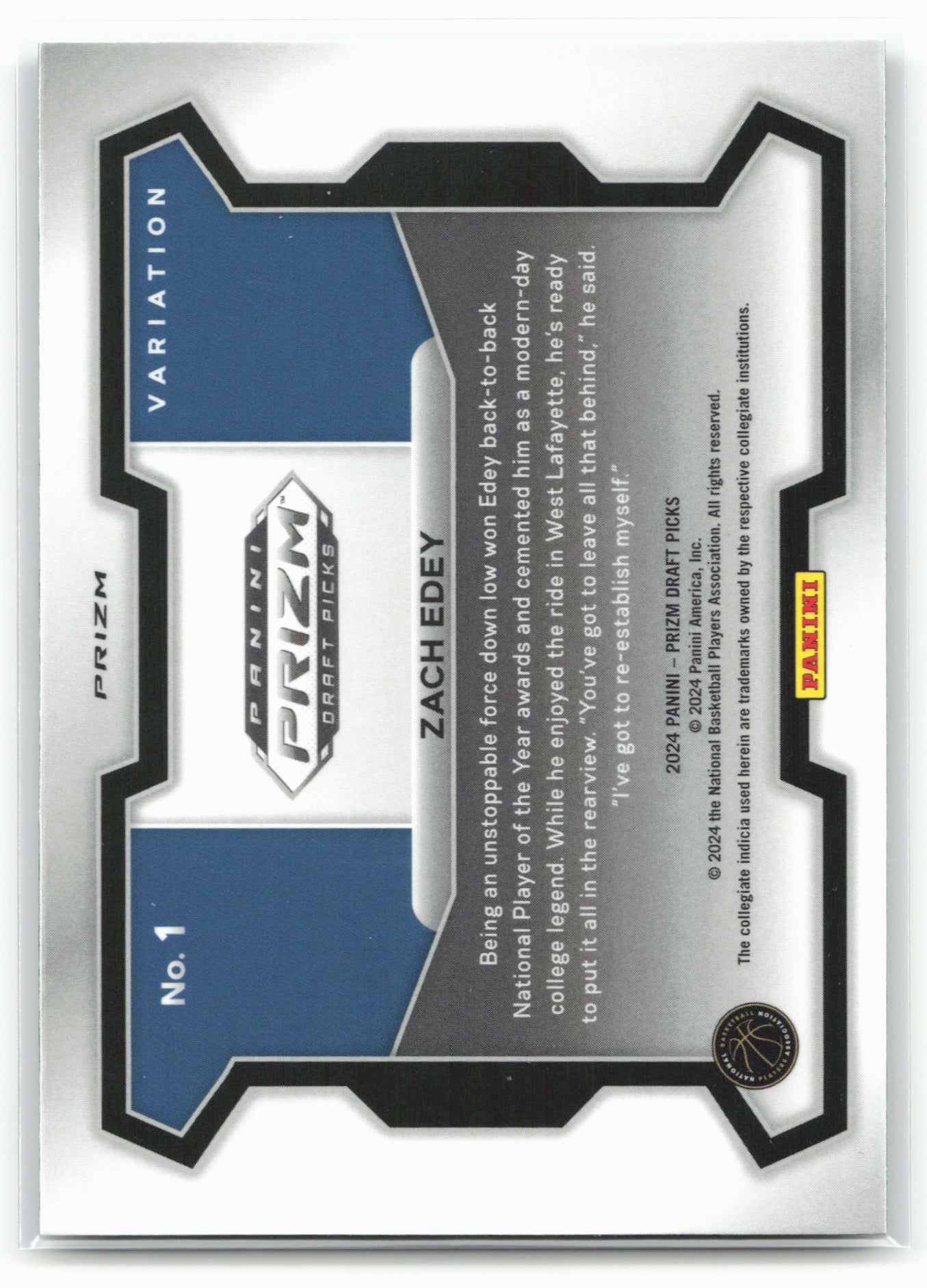 2024 Panini Prizm Draft Picks #1b Zach Edey Prizms Green