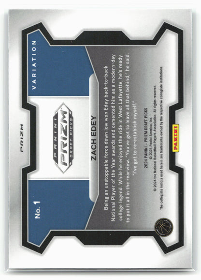 2024 Panini Prizm Draft Picks #1b Zach Edey Prizms Green